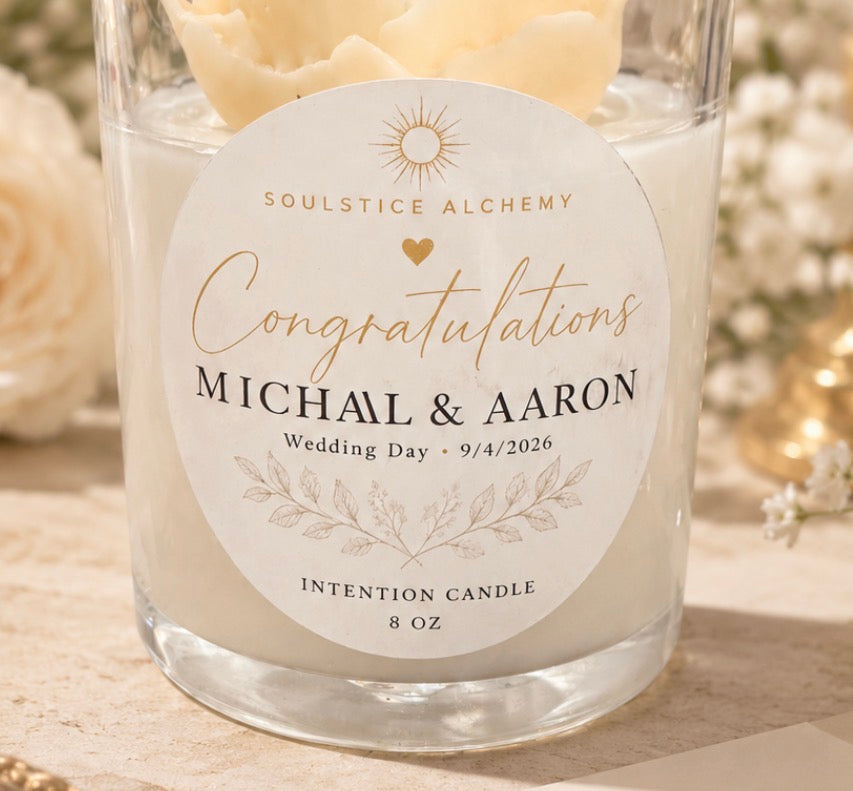 Personalized Wedding Intention Candle | Custom Floral Candle for Couples
